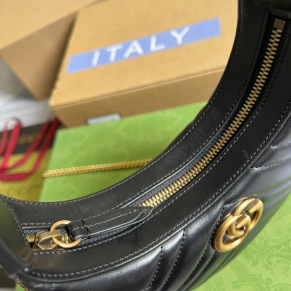 1:1 Replica Gucci Marmont Half Moon Shaped Mini Bag Black For Women, Women's Bags 8.5in/22cm GG 699514 DTDHT 1000