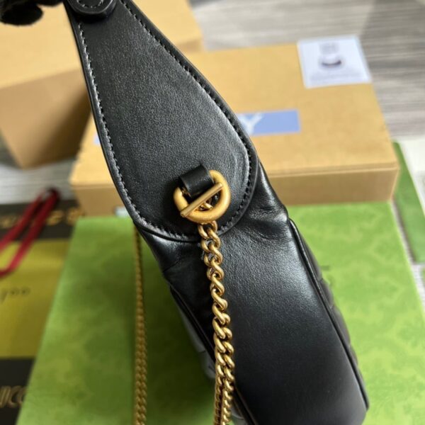 1:1 Replica Gucci Marmont Half Moon Shaped Mini Bag Black For Women, Women's Bags 8.5in/22cm GG 699514 DTDHT 1000