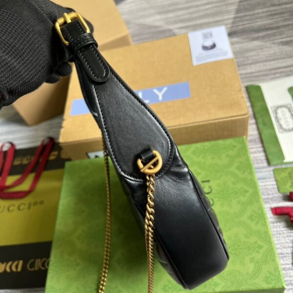 1:1 Replica Gucci Marmont Half Moon Shaped Mini Bag Black For Women, Women's Bags 8.5in/22cm GG 699514 DTDHT 1000
