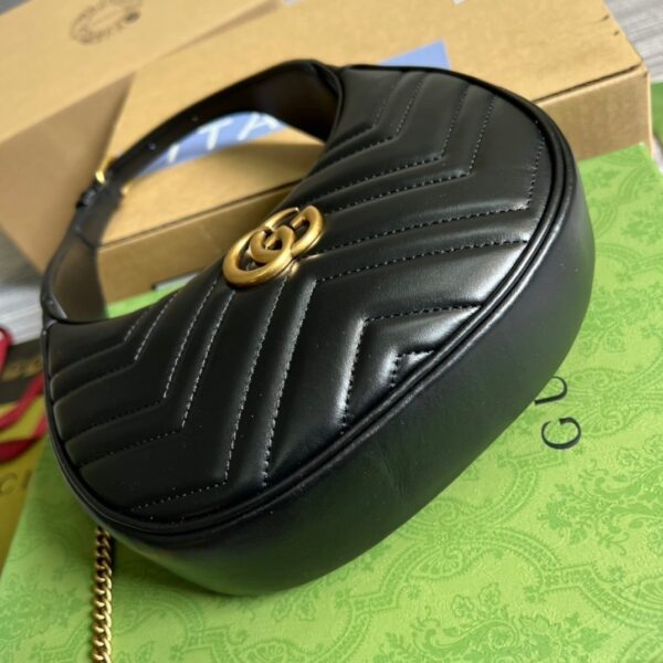 1:1 Replica Gucci Marmont Half Moon Shaped Mini Bag Black For Women, Women's Bags 8.5in/22cm GG 699514 DTDHT 1000