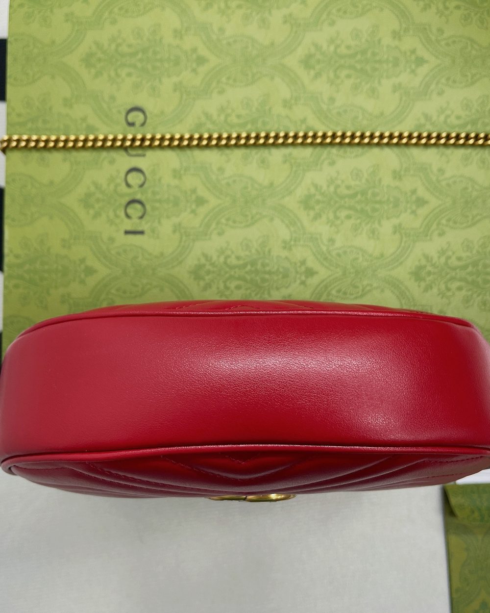 1:1 Replica Gucci Marmont Half Moon Shaped Mini Bag Red For Women, Women's Bags 8.5in/22cm GG