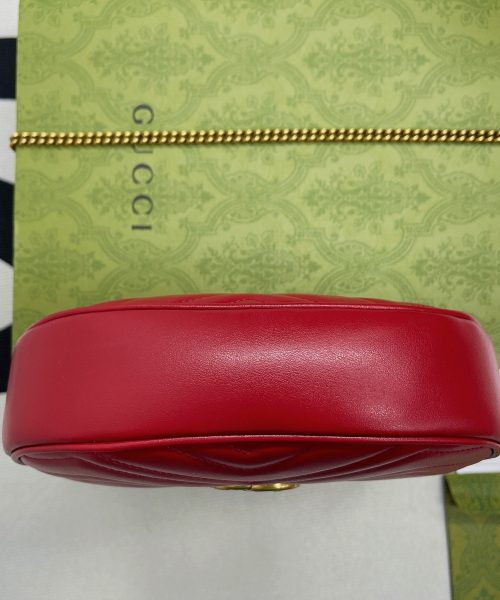 1:1 Replica Gucci Marmont Half Moon Shaped Mini Bag Red For Women, Women's Bags 8.5in/22cm GG