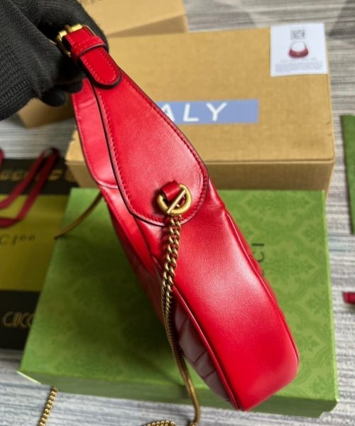 1:1 Replica Gucci Marmont Half Moon Shaped Mini Bag Red For Women, Women's Bags 8.5in/22cm GG
