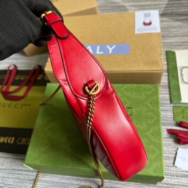 1:1 Replica Gucci Marmont Half Moon Shaped Mini Bag Red For Women, Women's Bags 8.5in/22cm GG