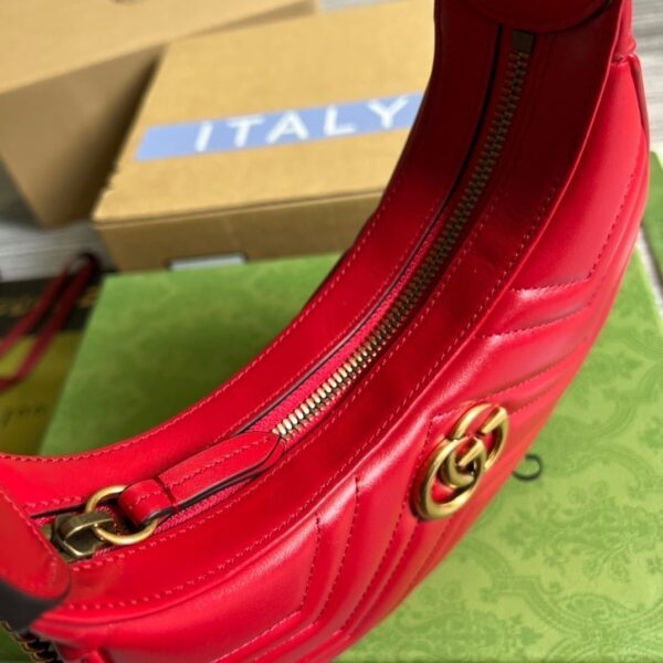 1:1 Replica Gucci Marmont Half Moon Shaped Mini Bag Red For Women, Women's Bags 8.5in/22cm GG