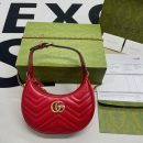 1:1 Replica Gucci Marmont Half Moon Shaped Mini Bag Red For Women, Women's Bags 8.5in/22cm GG