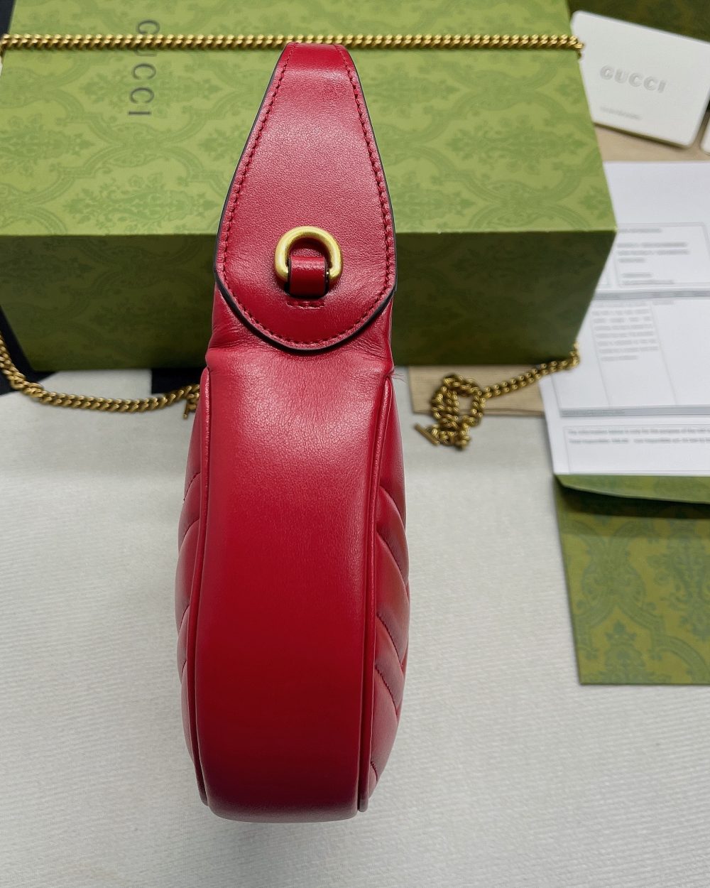 1:1 Replica Gucci Marmont Half Moon Shaped Mini Bag Red For Women, Women's Bags 8.5in/22cm GG