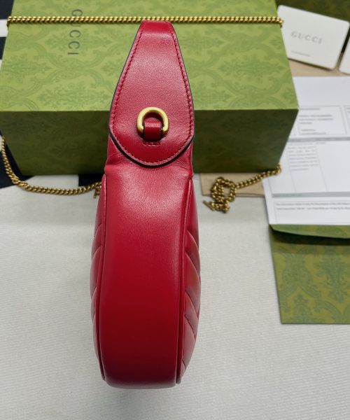 1:1 Replica Gucci Marmont Half Moon Shaped Mini Bag Red For Women, Women's Bags 8.5in/22cm GG