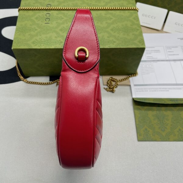 1:1 Replica Gucci Marmont Half Moon Shaped Mini Bag Red For Women, Women's Bags 8.5in/22cm GG