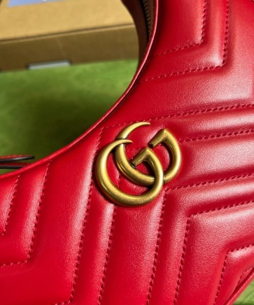1:1 Replica Gucci Marmont Half Moon Shaped Mini Bag Red For Women, Women's Bags 8.5in/22cm GG
