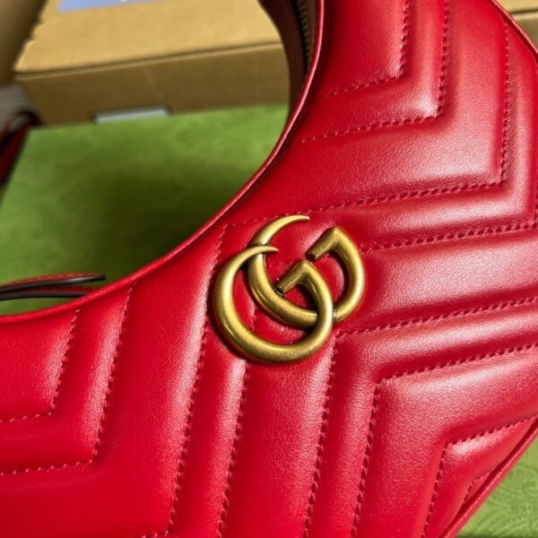 1:1 Replica Gucci Marmont Half Moon Shaped Mini Bag Red For Women, Women's Bags 8.5in/22cm GG