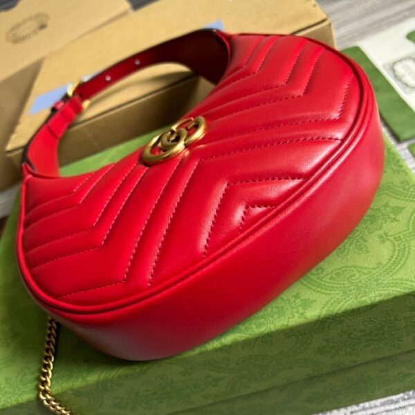 1:1 Replica Gucci Marmont Half Moon Shaped Mini Bag Red For Women, Women's Bags 8.5in/22cm GG
