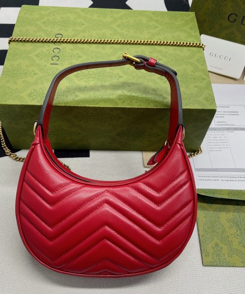 1:1 Replica Gucci Marmont Half Moon Shaped Mini Bag Red For Women, Women's Bags 8.5in/22cm GG