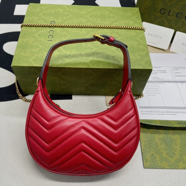 1:1 Replica Gucci Marmont Half Moon Shaped Mini Bag Red For Women, Women's Bags 8.5in/22cm GG