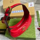 1:1 Replica Gucci Marmont Half Moon Shaped Mini Bag Red For Women, Women's Bags 8.5in/22cm GG