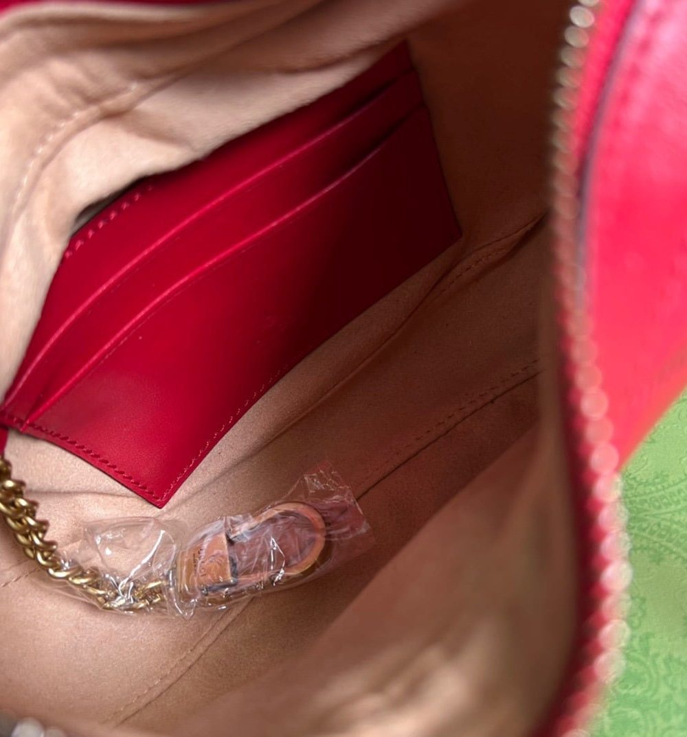 1:1 Replica Gucci Marmont Half Moon Shaped Mini Bag Red For Women, Women's Bags 8.5in/22cm GG