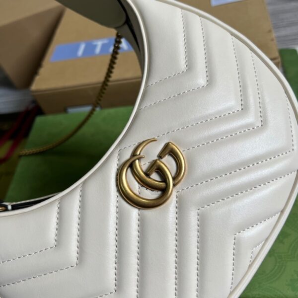 1:1 Replica Gucci Marmont Half Moon Shaped Mini Bag White For Women, Women's Bags 8.5in/22cm GG ‎699514 DTDHT 9022