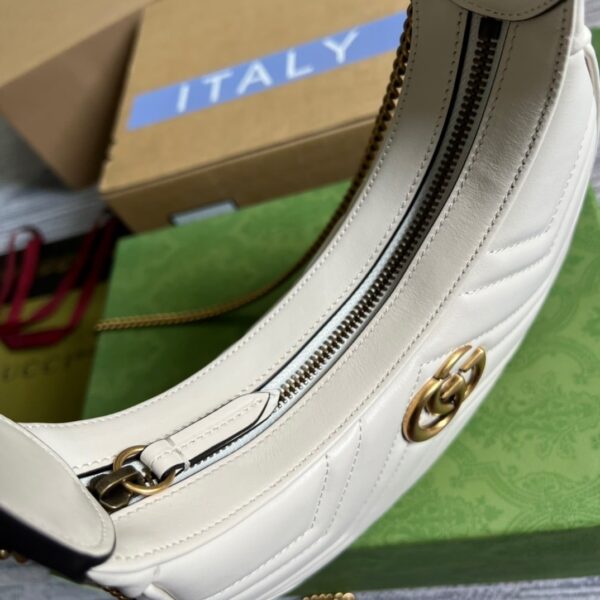 1:1 Replica Gucci Marmont Half Moon Shaped Mini Bag White For Women, Women's Bags 8.5in/22cm GG ‎699514 DTDHT 9022