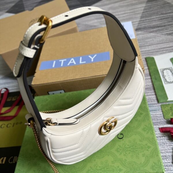 1:1 Replica Gucci Marmont Half Moon Shaped Mini Bag White For Women, Women's Bags 8.5in/22cm GG ‎699514 DTDHT 9022