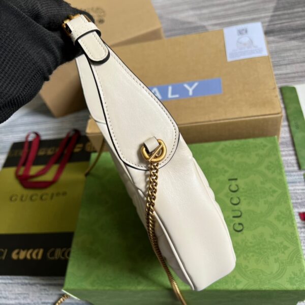 1:1 Replica Gucci Marmont Half Moon Shaped Mini Bag White For Women, Women's Bags 8.5in/22cm GG ‎699514 DTDHT 9022