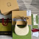 1:1 Replica Gucci Marmont Half Moon Shaped Mini Bag White For Women, Women's Bags 8.5in/22cm GG ‎699514 DTDHT 9022