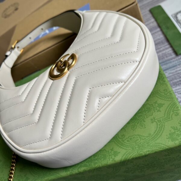 1:1 Replica Gucci Marmont Half Moon Shaped Mini Bag White For Women, Women's Bags 8.5in/22cm GG ‎699514 DTDHT 9022