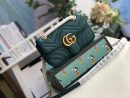 1:1 Replica Gucci Marmont Matelassé Mini Bag Green Matelassé Chevron For Women 8.5in/22cm GG 446744