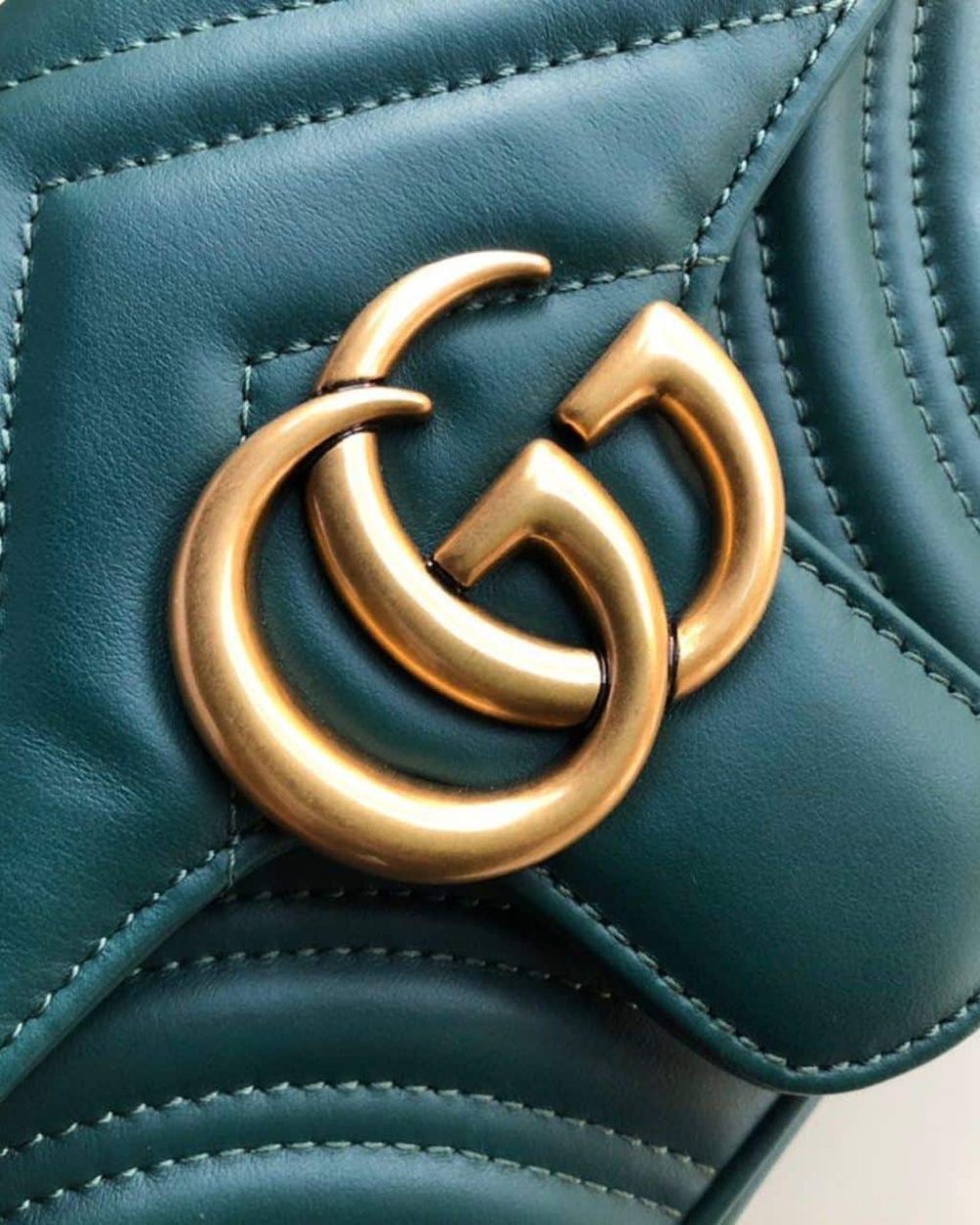1:1 Replica Gucci Marmont Matelassé Mini Bag Green Matelassé Chevron For Women 8.5in/22cm GG 446744