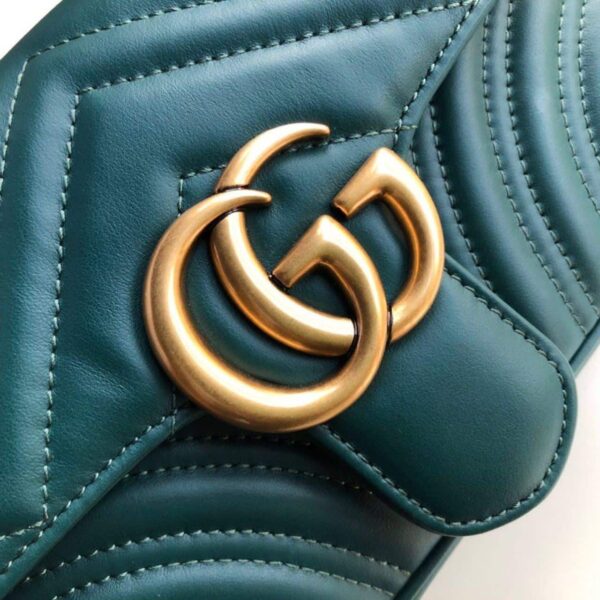 1:1 Replica Gucci Marmont Matelassé Mini Bag Green Matelassé Chevron For Women 8.5in/22cm GG 446744