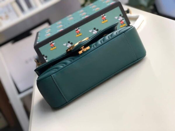 1:1 Replica Gucci Marmont Matelassé Mini Bag Green Matelassé Chevron For Women 8.5in/22cm GG 446744