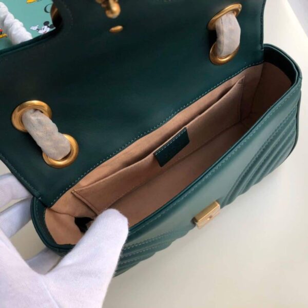 1:1 Replica Gucci Marmont Matelassé Mini Bag Green Matelassé Chevron For Women 8.5in/22cm GG 446744