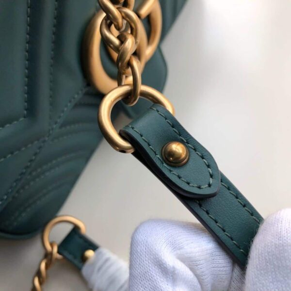 1:1 Replica Gucci Marmont Matelassé Mini Bag Green Matelassé Chevron For Women 8.5in/22cm GG 446744