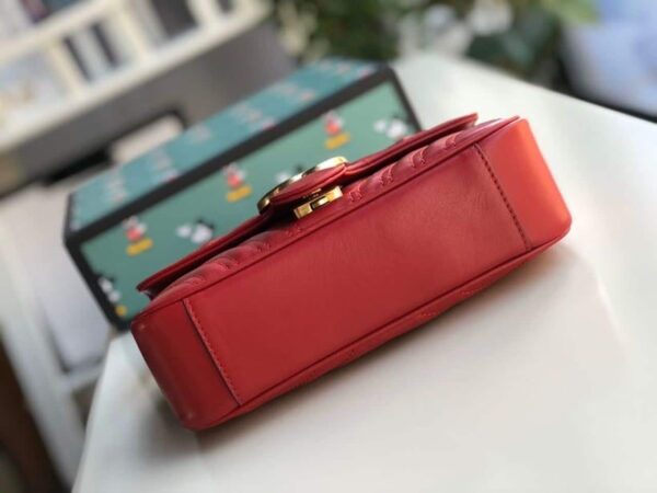 1:1 Replica Gucci Marmont Matelassé Mini Bag  Red Matelassé Chevron  For Women 8.5in/22cm GG 446744