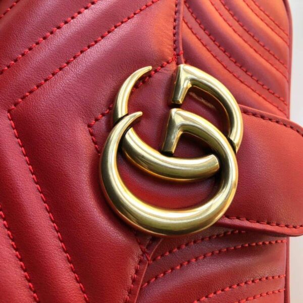 1:1 Replica Gucci Marmont Matelassé Mini Bag  Red Matelassé Chevron  For Women 8.5in/22cm GG 446744