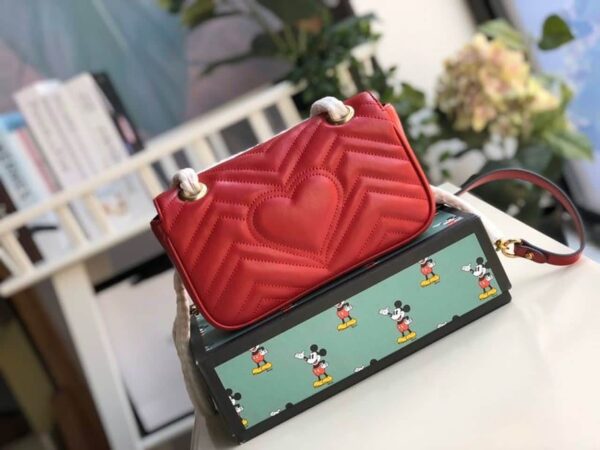 1:1 Replica Gucci Marmont Matelassé Mini Bag  Red Matelassé Chevron  For Women 8.5in/22cm GG 446744
