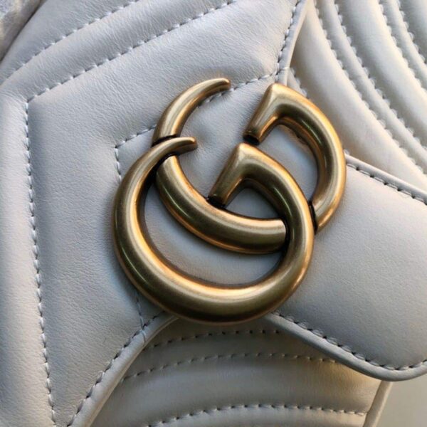 1:1 Replica Gucci Marmont Matelassé Mini Bag  White  For Women 8.5in/22cm GG 446744 DTDIT 9022