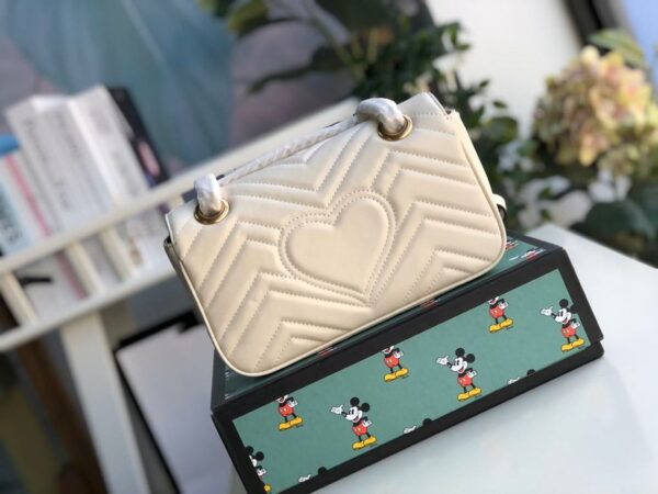 1:1 Replica Gucci Marmont Matelassé Mini Bag  White  For Women 8.5in/22cm GG 446744 DTDIT 9022