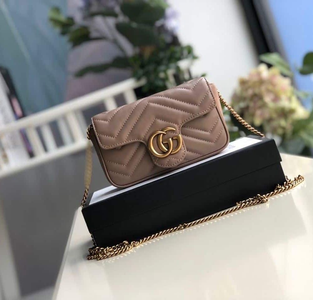 1:1 Replica Gucci Marmont Matelassé Super Mini Bag Beige Matelassé Chevron For Women 6.2in/16.5cm GG