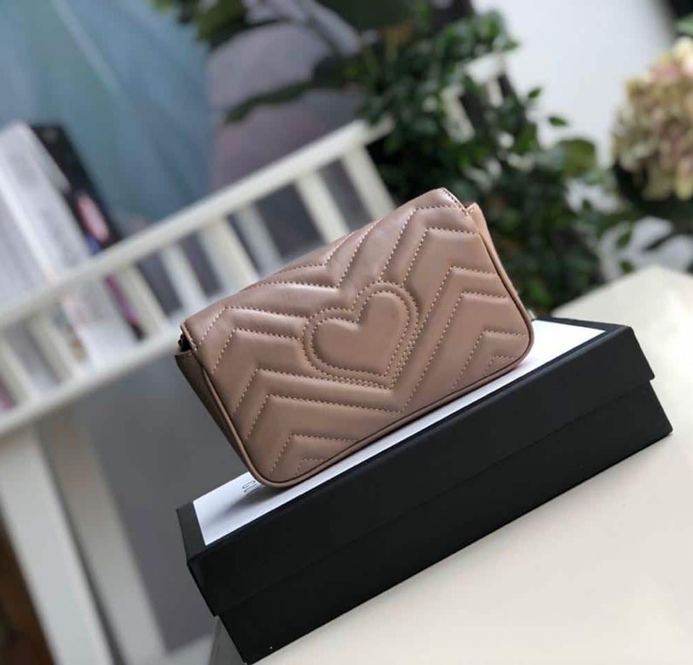1:1 Replica Gucci Marmont Matelassé Super Mini Bag Beige Matelassé Chevron For Women 6.2in/16.5cm GG