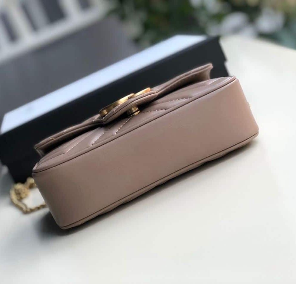 1:1 Replica Gucci Marmont Matelassé Super Mini Bag Beige Matelassé Chevron For Women 6.2in/16.5cm GG