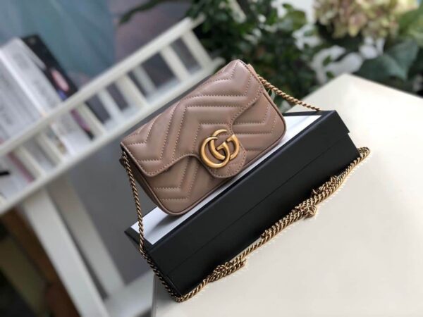 1:1 Replica Gucci Marmont Matelassé Super Mini Bag Beige Matelassé Chevron For Women 6.2in/16.5cm GG