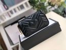 1:1 Replica Gucci Marmont Matelassé Super Mini Bag Dusty Black Chevron For Women 6.2in/16.5cm 476433 DTDCT 1000