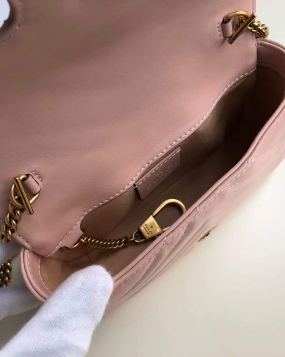 1:1 Replica Gucci Marmont Matelassé Super Mini Bag Dusty Pink Chevron For Women 6.2in/16.5cm GG 476433 DTDCT 5729