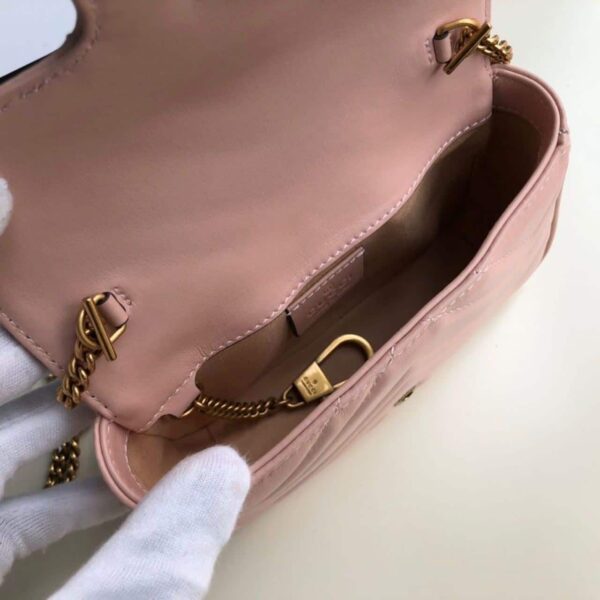 1:1 Replica Gucci Marmont Matelassé Super Mini Bag Dusty Pink Chevron For Women 6.2in/16.5cm GG 476433 DTDCT 5729