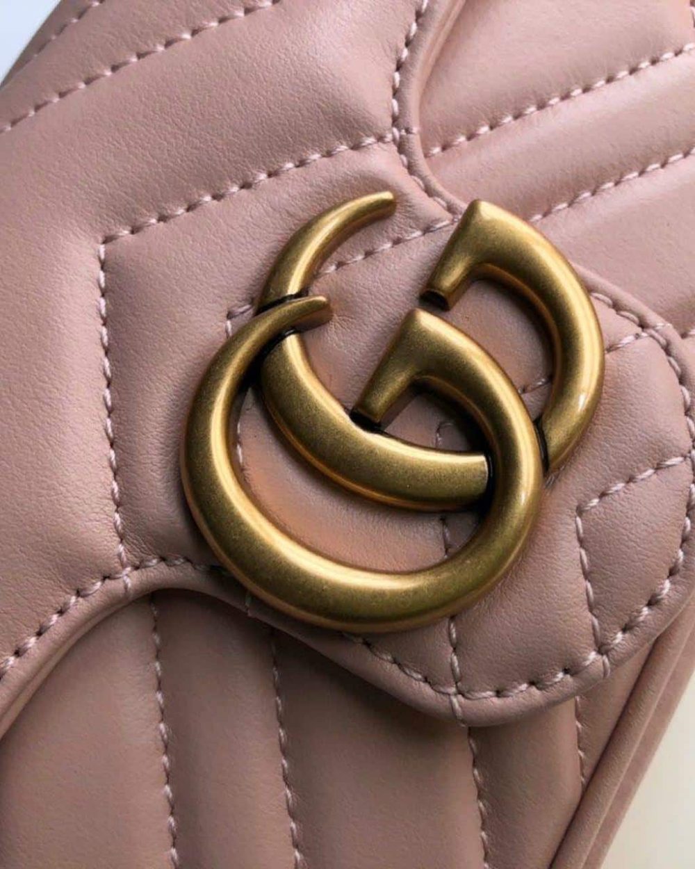 1:1 Replica Gucci Marmont Matelassé Super Mini Bag Dusty Pink Chevron For Women 6.2in/16.5cm GG 476433 DTDCT 5729