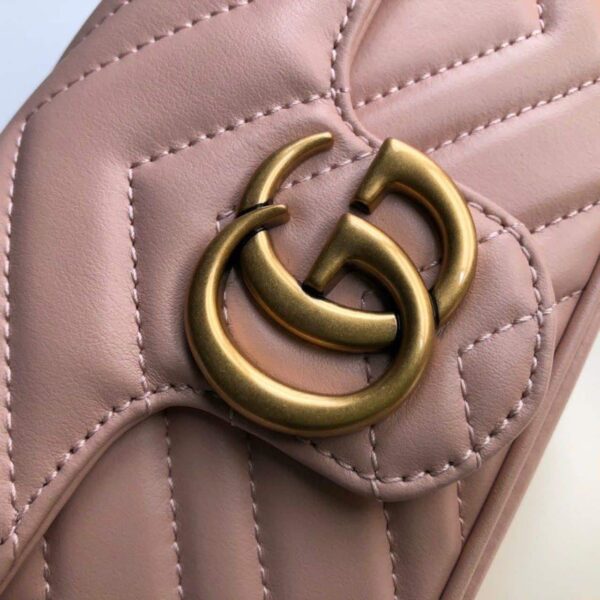 1:1 Replica Gucci Marmont Matelassé Super Mini Bag Dusty Pink Chevron For Women 6.2in/16.5cm GG 476433 DTDCT 5729