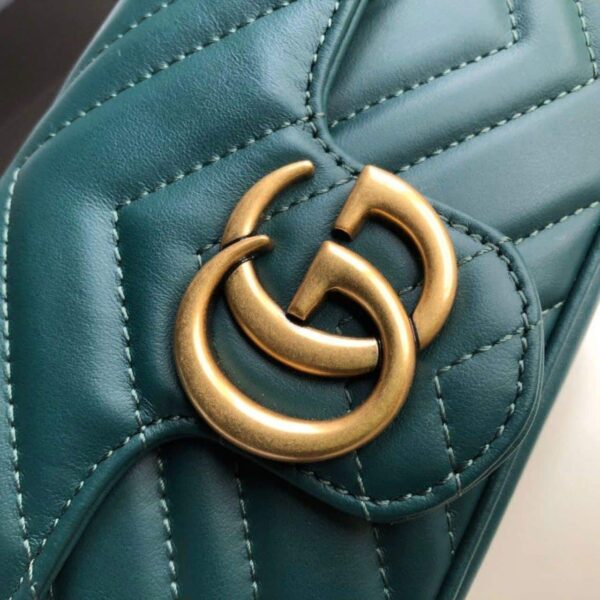1:1 Replica Gucci Marmont Matelassé Super Mini Bag Green Matelassé Chevron For Women 6.2in/16.5cm GG