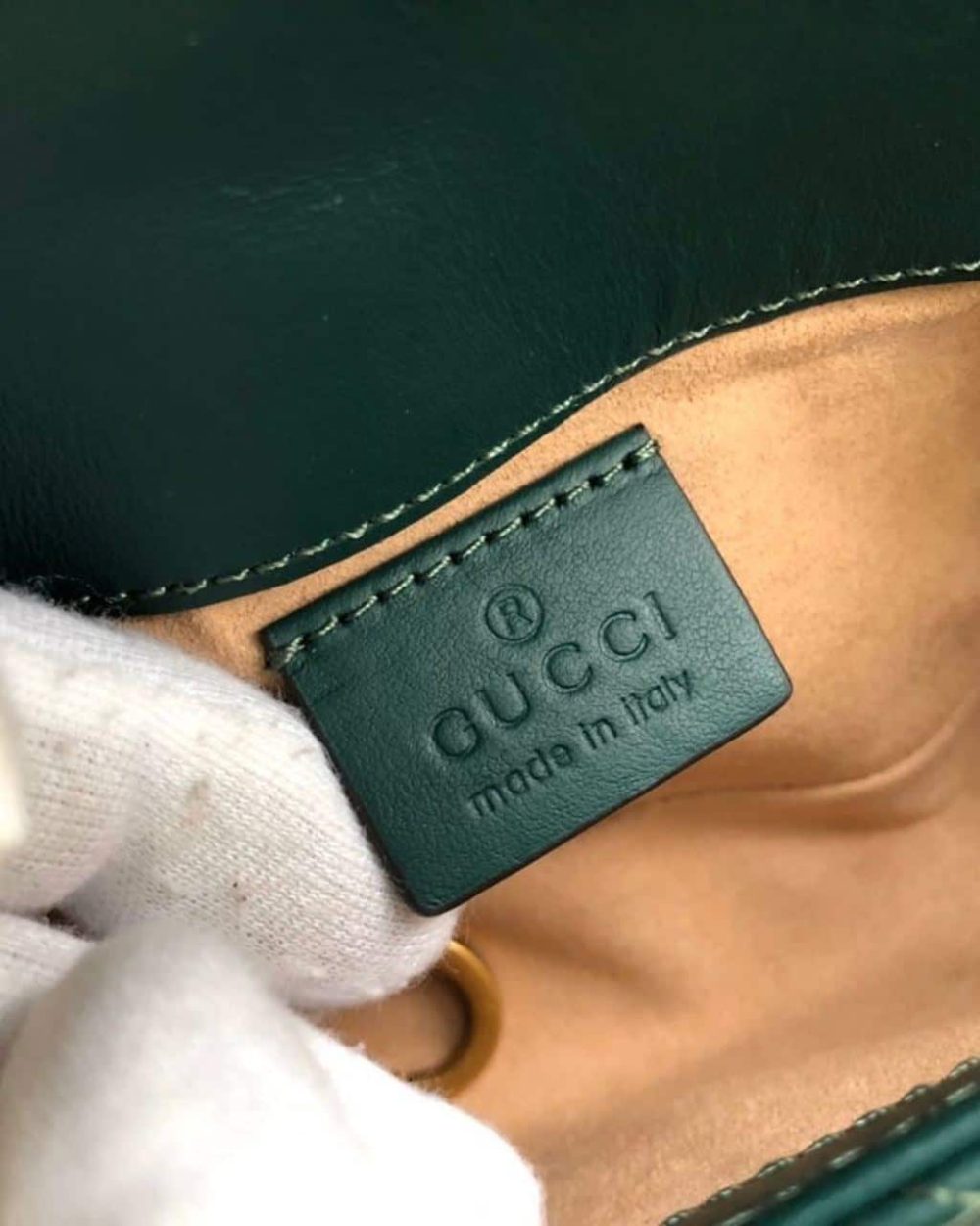 1:1 Replica Gucci Marmont Matelassé Super Mini Bag Green Matelassé Chevron For Women 6.2in/16.5cm GG