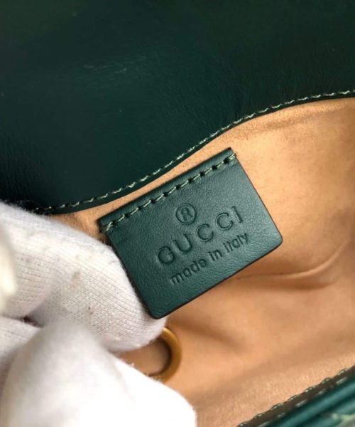 1:1 Replica Gucci Marmont Matelassé Super Mini Bag Green Matelassé Chevron For Women 6.2in/16.5cm GG