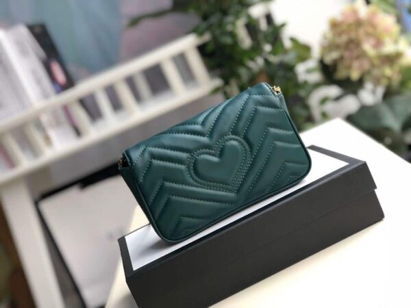 1:1 Replica Gucci Marmont Matelassé Super Mini Bag Green Matelassé Chevron For Women 6.2in/16.5cm GG
